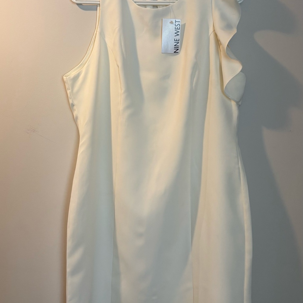 NWT Nine West Sleeveless Ruffle Sheath Dress – Size Large